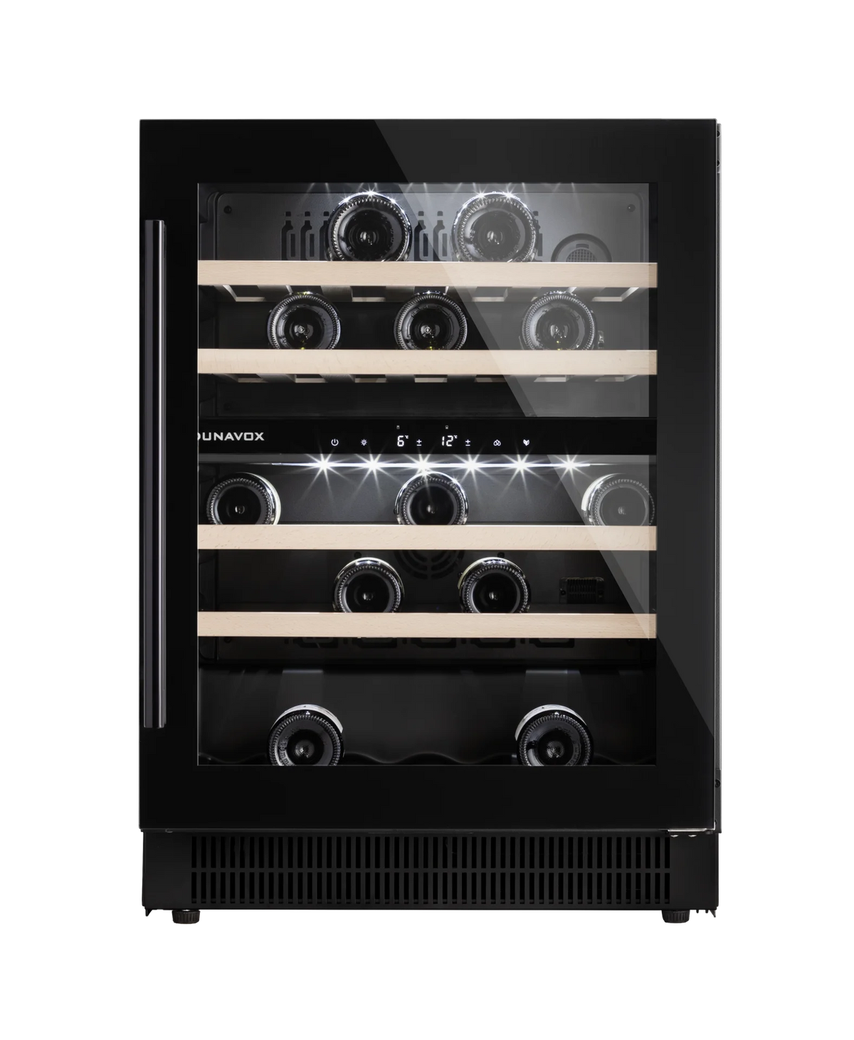 Dunavox FLOW-39 - 600mm Dual Zone - 39 Bottle - Built In Undercounter Wine Fridge - DAUF-39.121DB