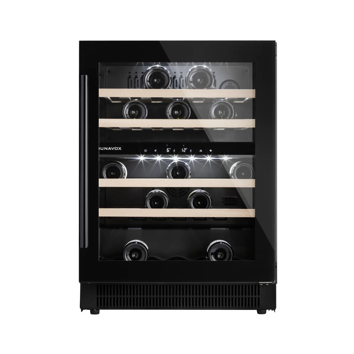 Dunavox FLOW-39 - 600mm Dual Zone - 39 Bottle - Built In Undercounter Wine Fridge - DAUF-39.121DB