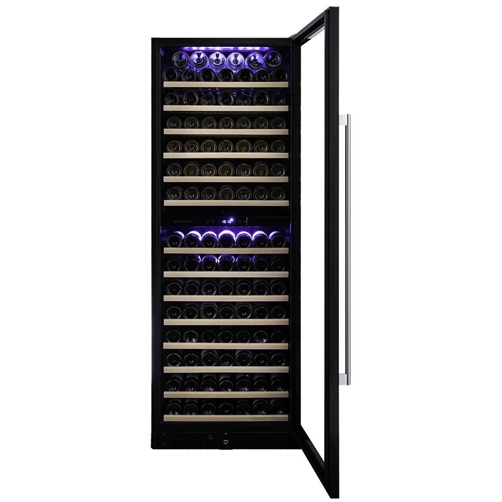 Dunavox GRANDE-181 -  181 Bottle Tall Wine Cooler - Built In/Freestanding - 655mm Width - Dual Zone - DX-181.490DBK