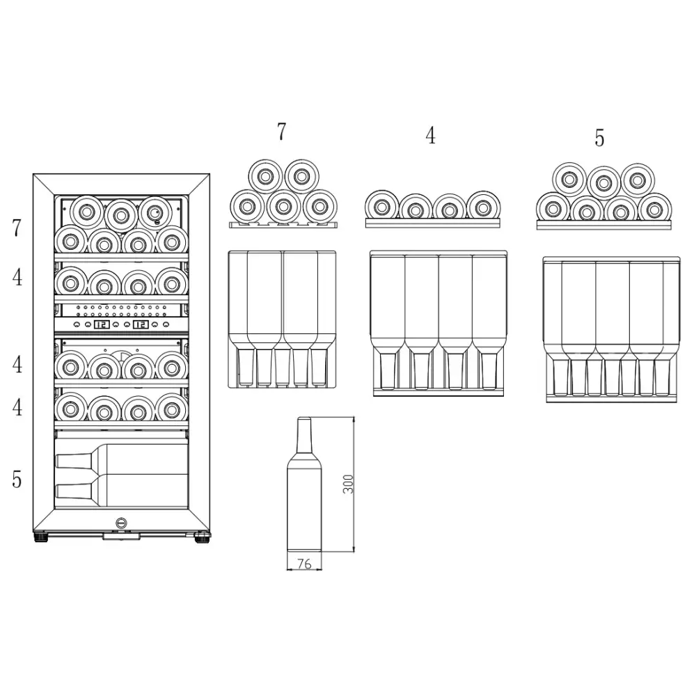 mQuvée - Wine Expert 24- Dual Zone - Freestanding Wine Cooler - Fullglass Black
