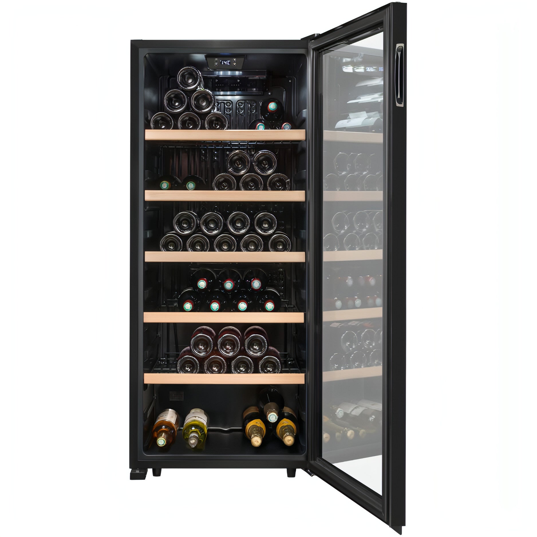 La Sommeliere - 121 Bottle - Freestanding Single Zone Wine Cabinet - LS117BLACK