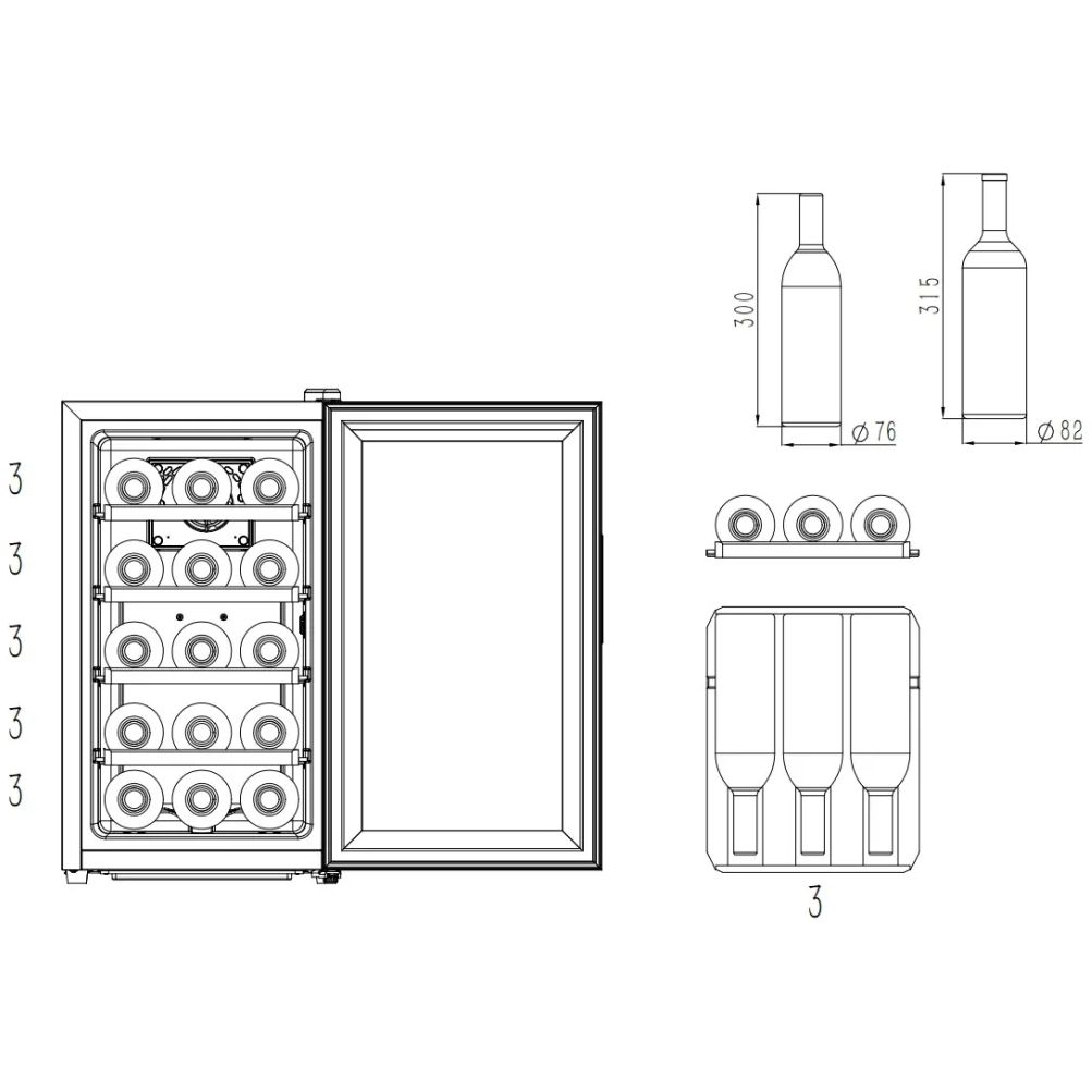 Cavin - Freestanding Wine Cooler - Northern Collection 15