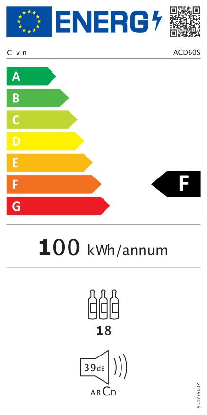 Cavin - 600mm - Undercounter Wine Fridge - Arctic Collection 60D Shallow Fullglass Black