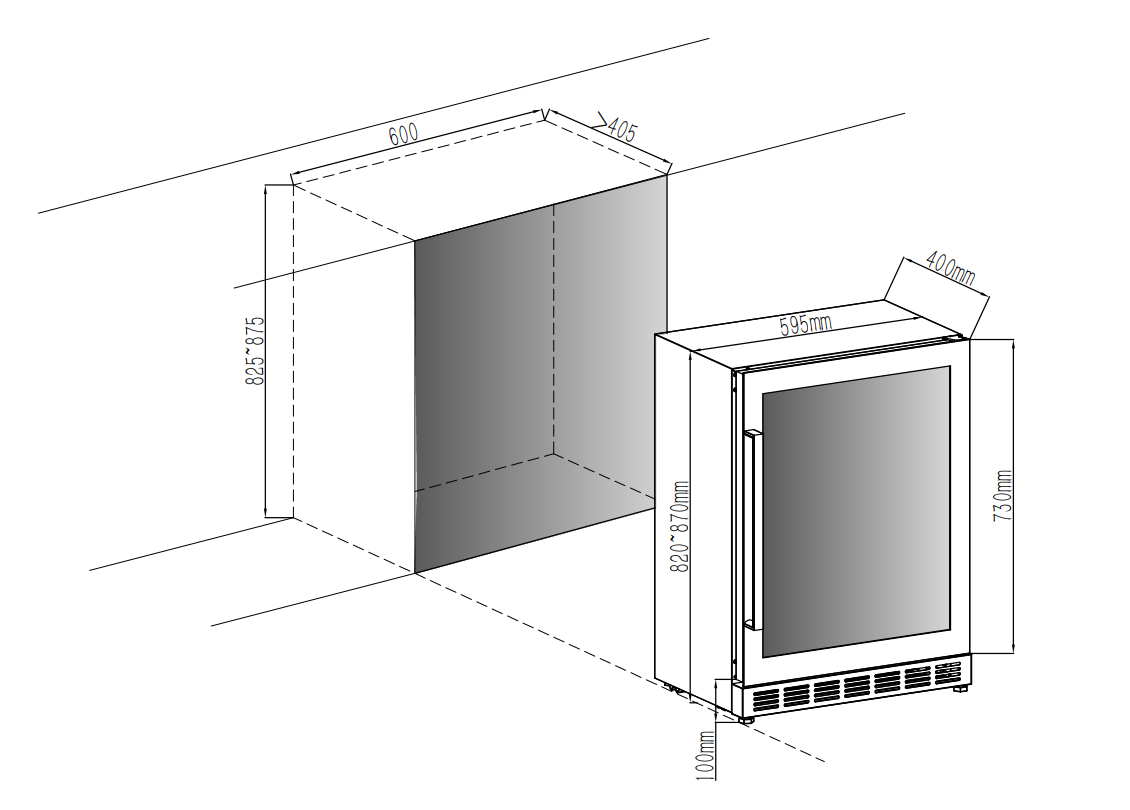 Cavin - 600mm - Undercounter Wine Fridge - Arctic Collection 60D Shallow Fullglass Black