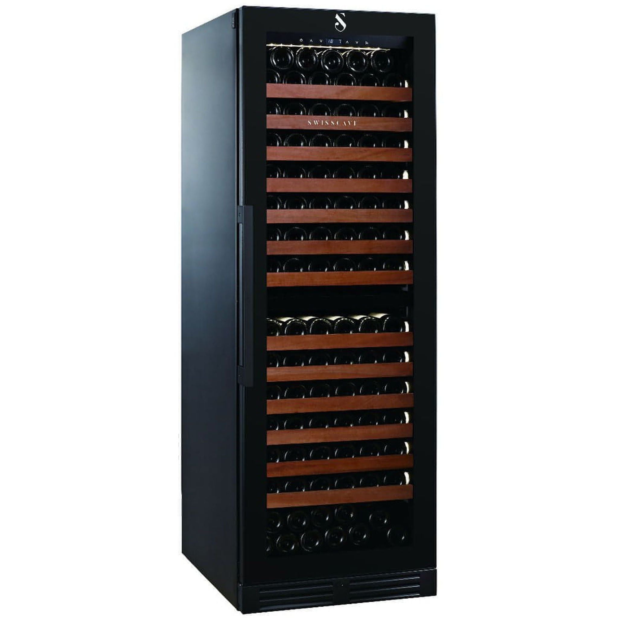 SWISSCAVE Premium - 600mm Dual Zone - 152 Bottle - Freestanding / Built in Wine Cooler - WLB460DFL-MIX - Sapele Shelving