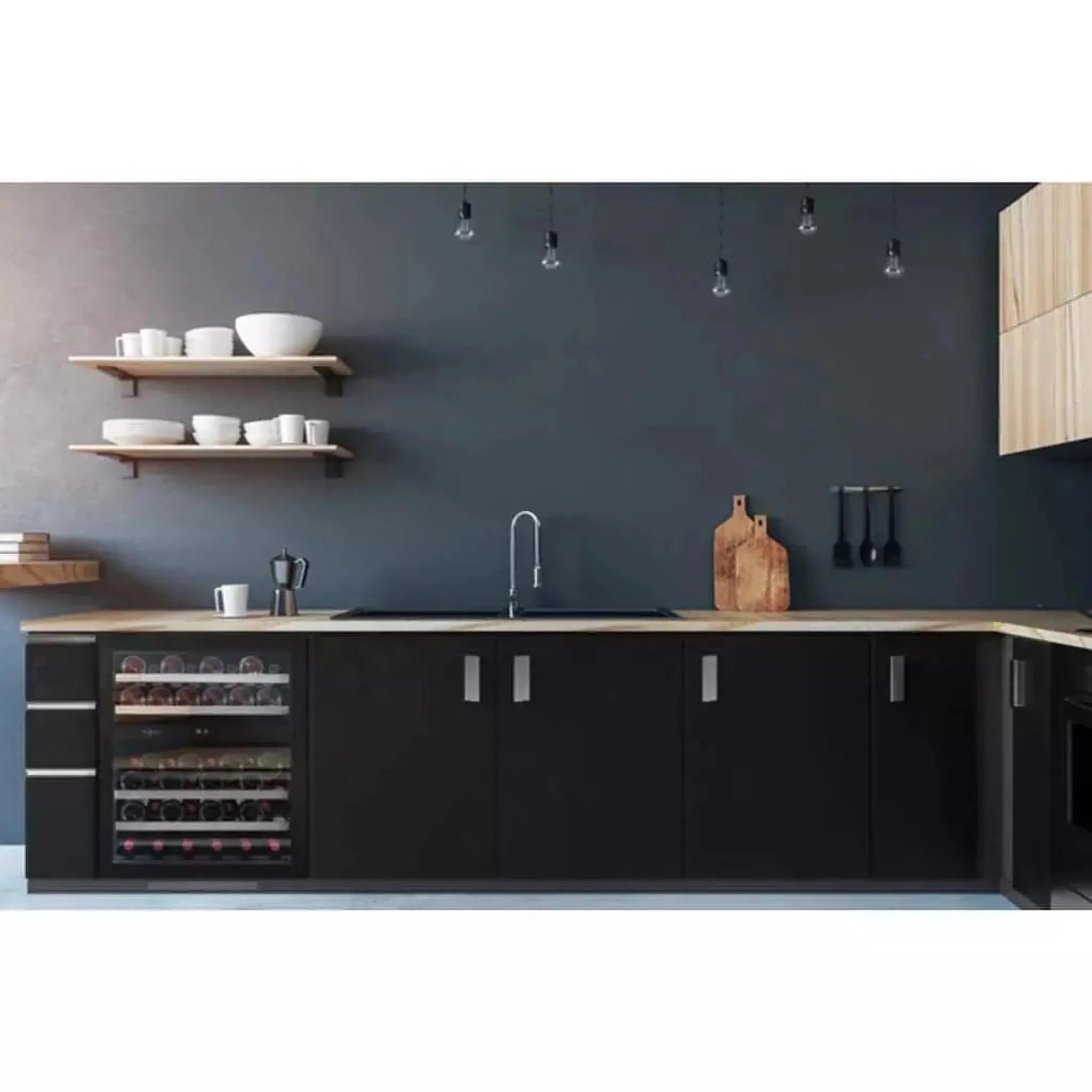 mQuvée - 600mm - Undercounter - WineCave 60D Fullglass Black - Push/Pull