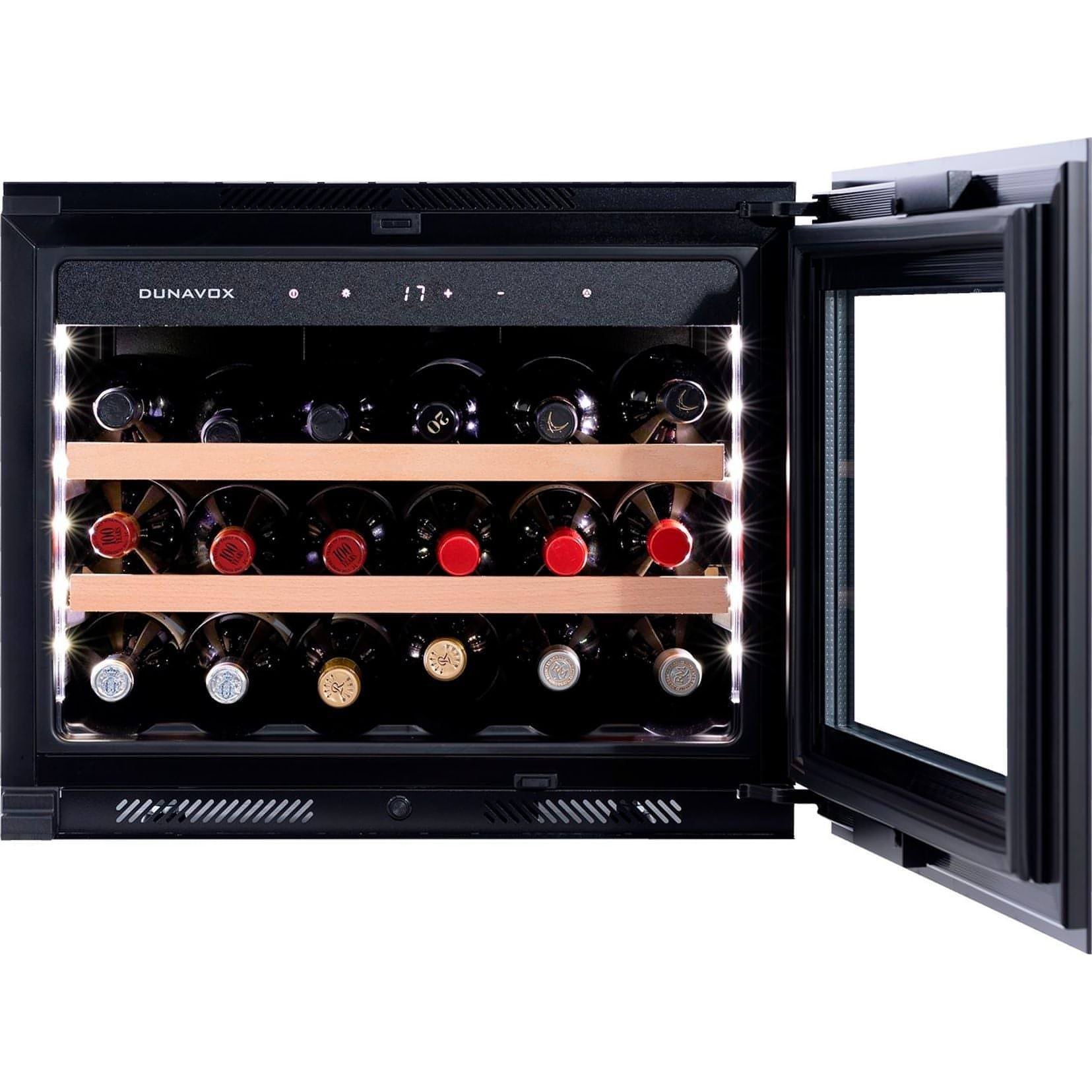 Dunavox GLANCE-18 - Single Zone 18 Bottle - Built In / Integrated Wine Cooler - DAVG-18.46B.TO