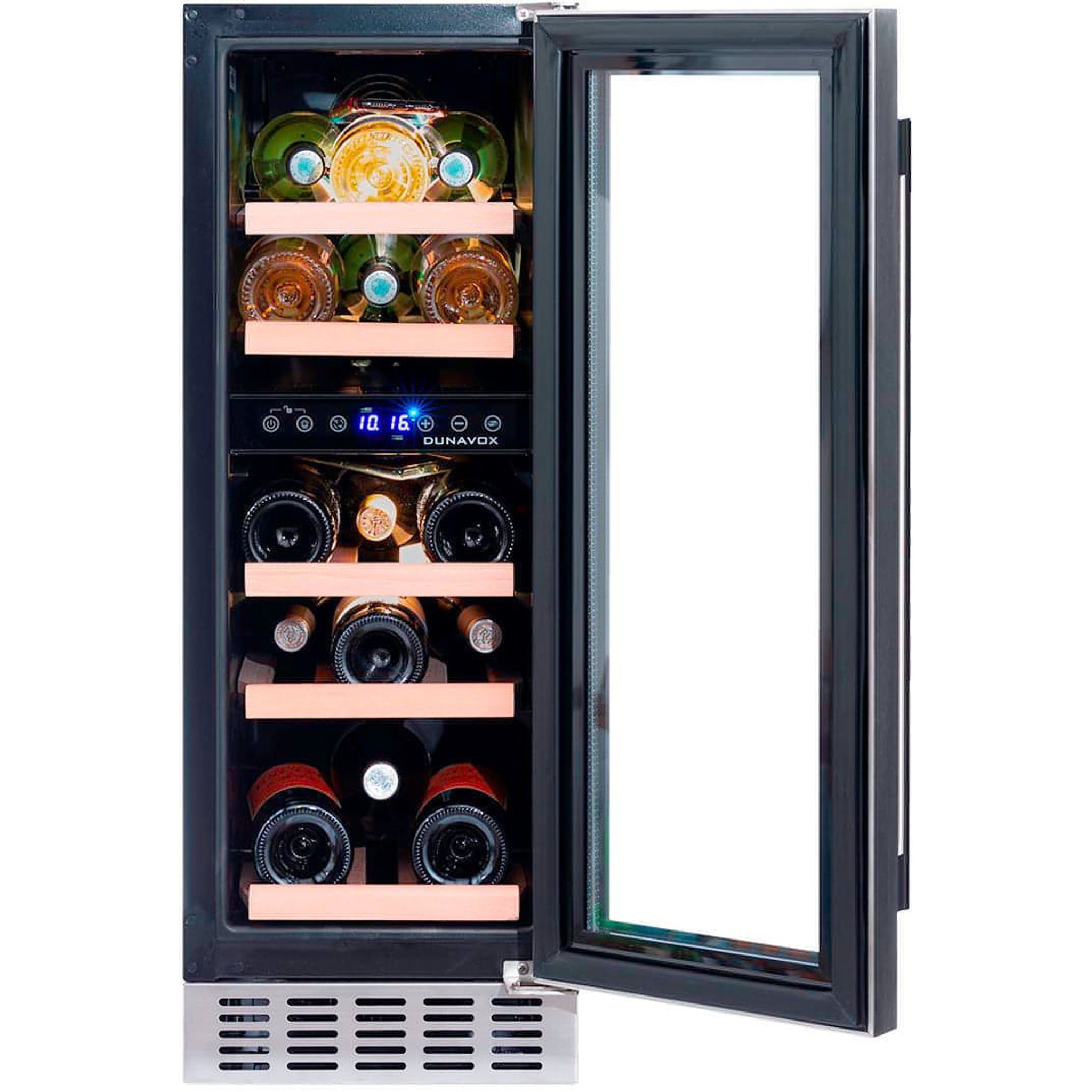 Dunavox FLOW-17 - 300mm Dual Zone - 17 Bottle - Built In / Freestanding Wine Cooler - DAUF-17.58DSS