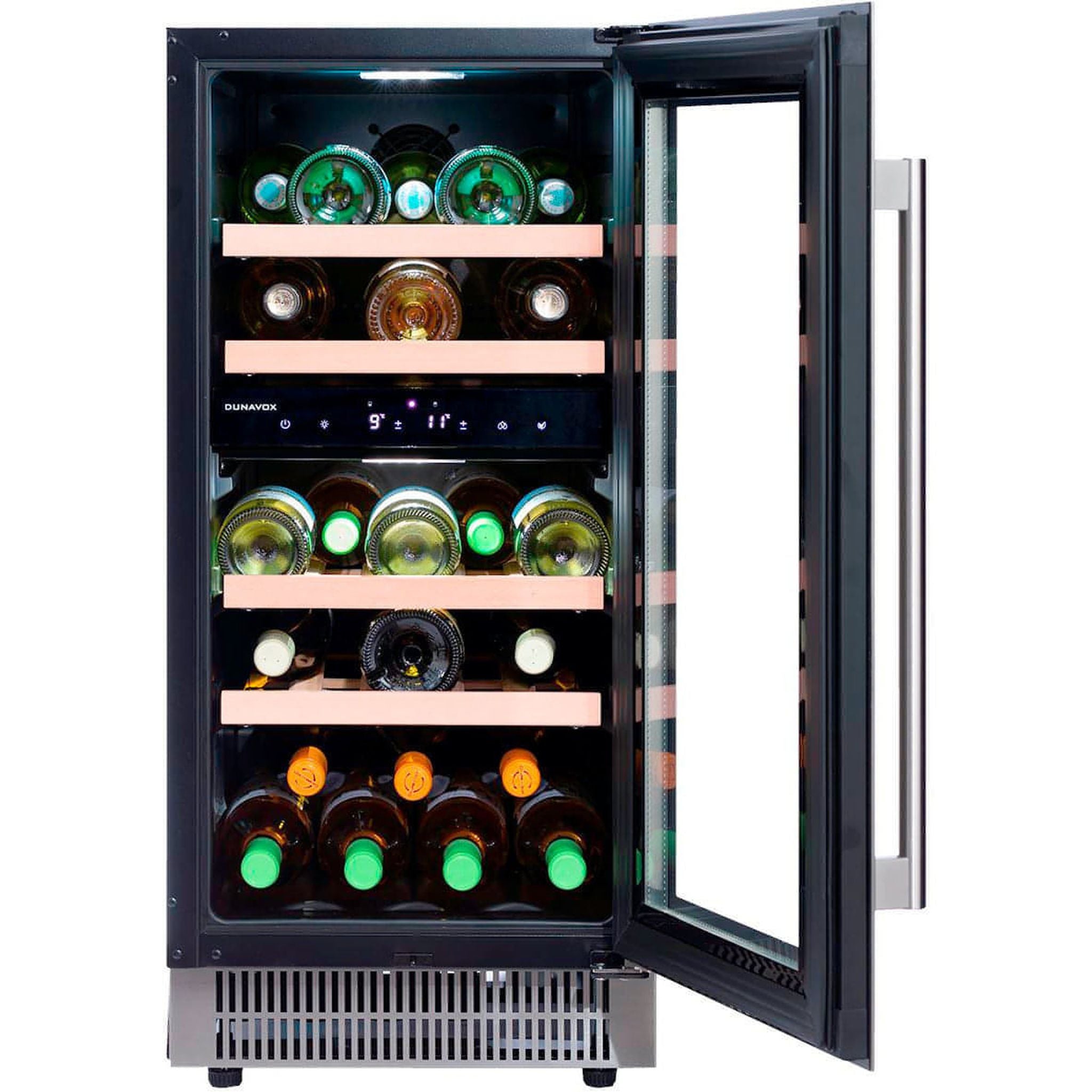 Dunavox FLOW-32D - 400mm Dual Zone - 32 Bottles - Built In - DAUF-32.78DSS - 3 Lighting Options