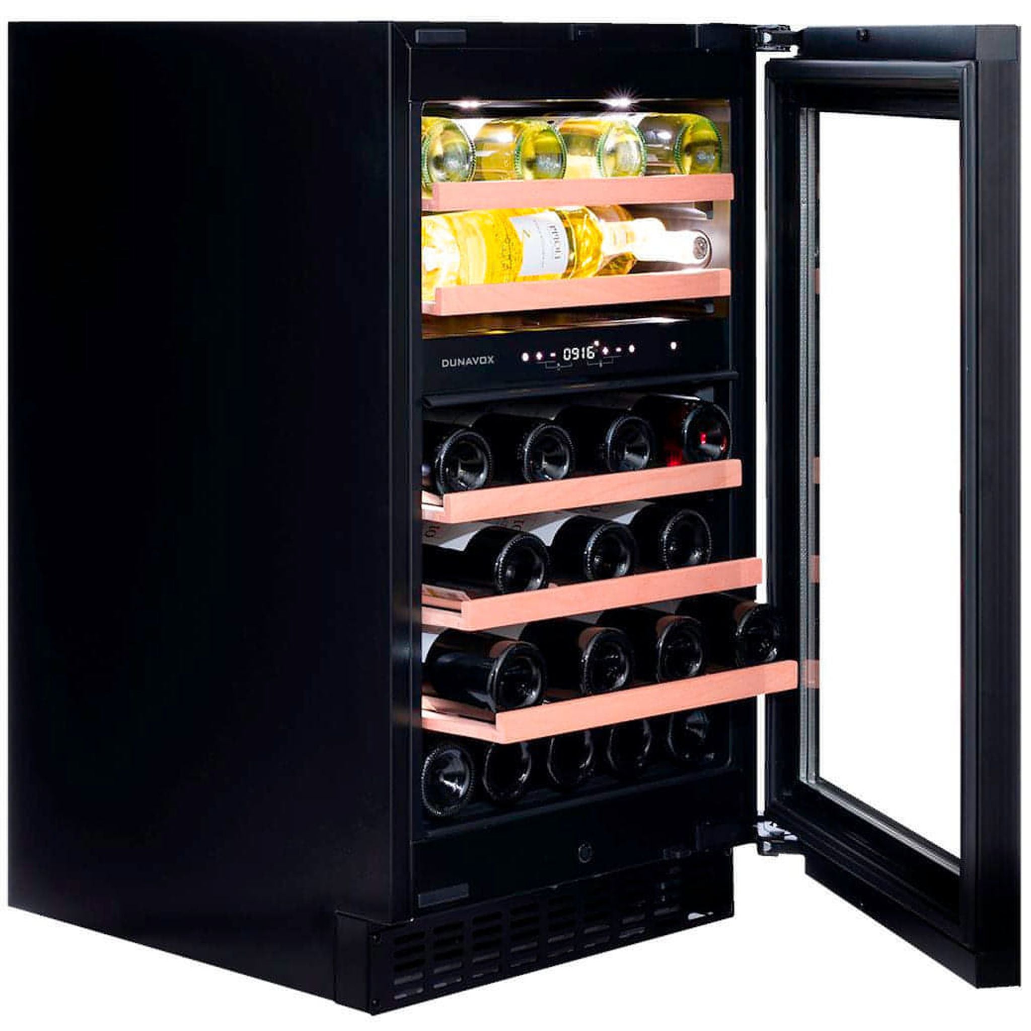 Dunavox FLOW-38 - 500mm Dual Zone - 38 Bottle - Built In Undercounter Wine Cooler - DAUF-38.100DB