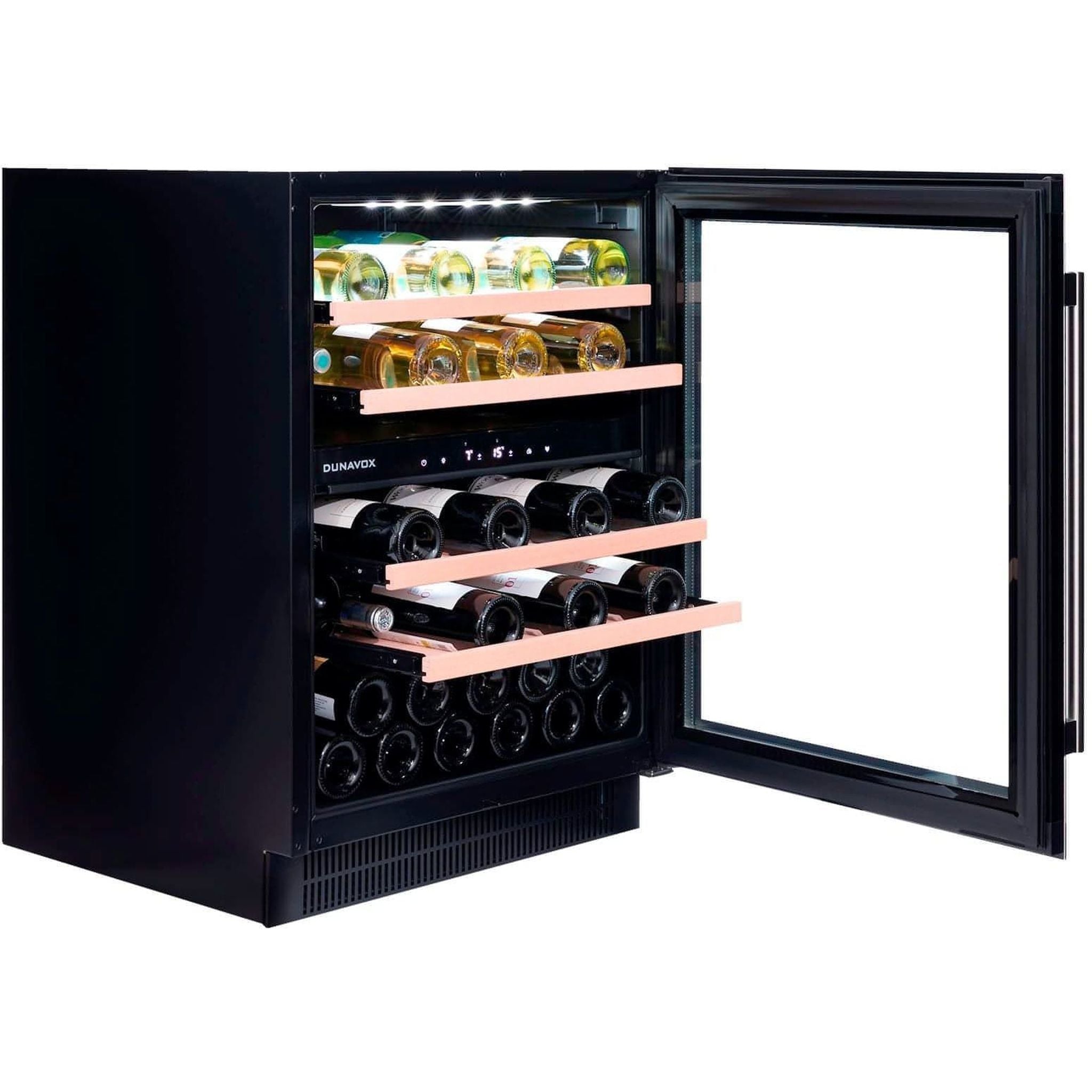 Dunavox FLOW-39 - 600mm Dual Zone - 39 Bottle - Built In Undercounter Wine Fridge - DAUF-39.121DB