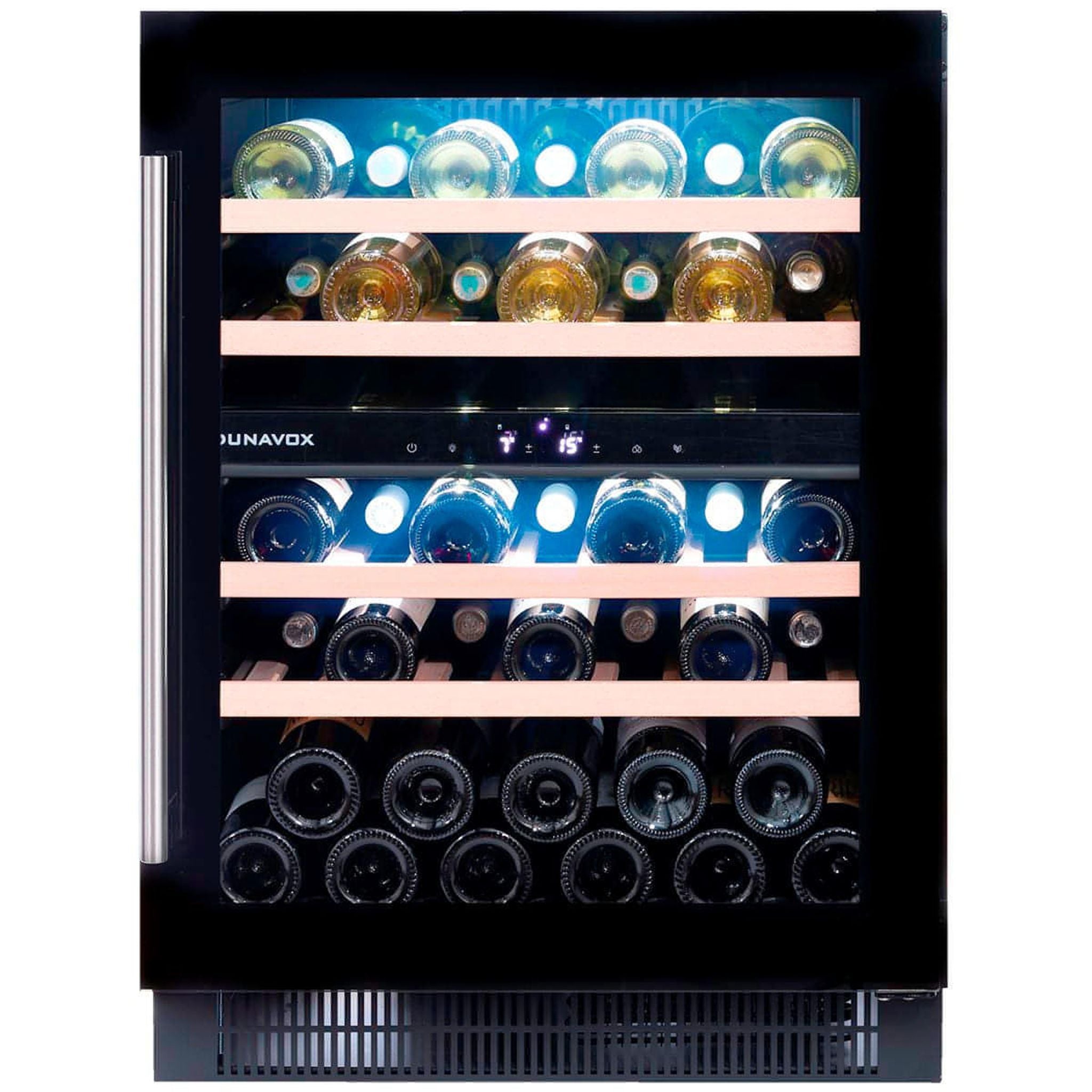 Dunavox FLOW-39 - 600mm Dual Zone - 39 Bottle - Built In Undercounter Wine Fridge - DAUF-39.121DB