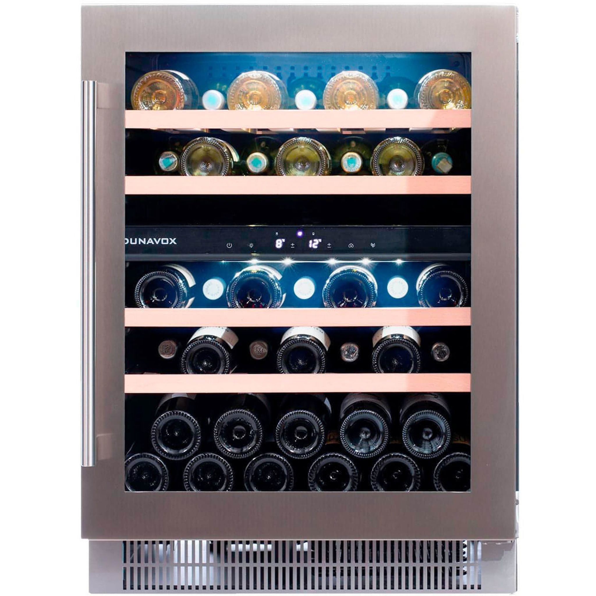 Dunavox FLOW-39 - 600mm Dual Zone - 39 Bottle - Built In Undercounter Wine Fridge - DAUF-39.121DSS