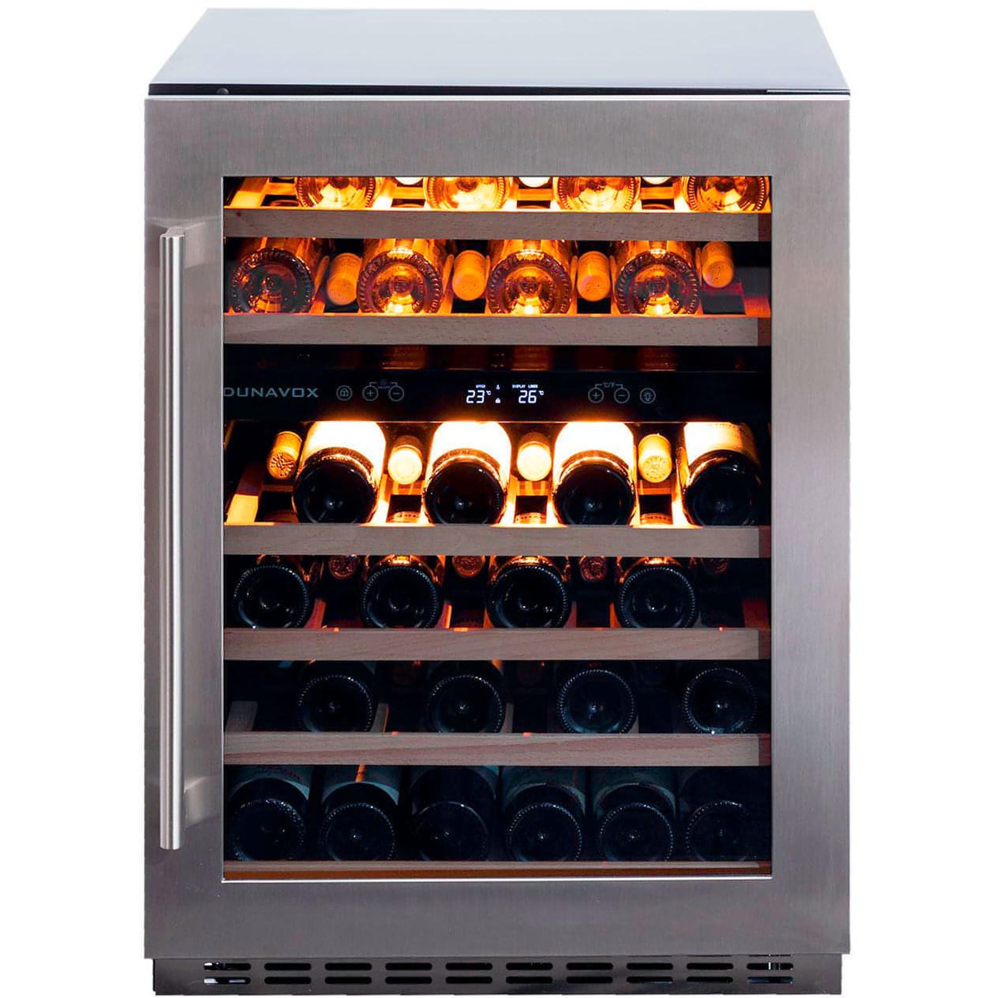 Dunavox FLOW-46D - 600mm Dual Zone - 46 Bottle - Built In Undercounter Wine Fridge - DAUF-46.145DSS