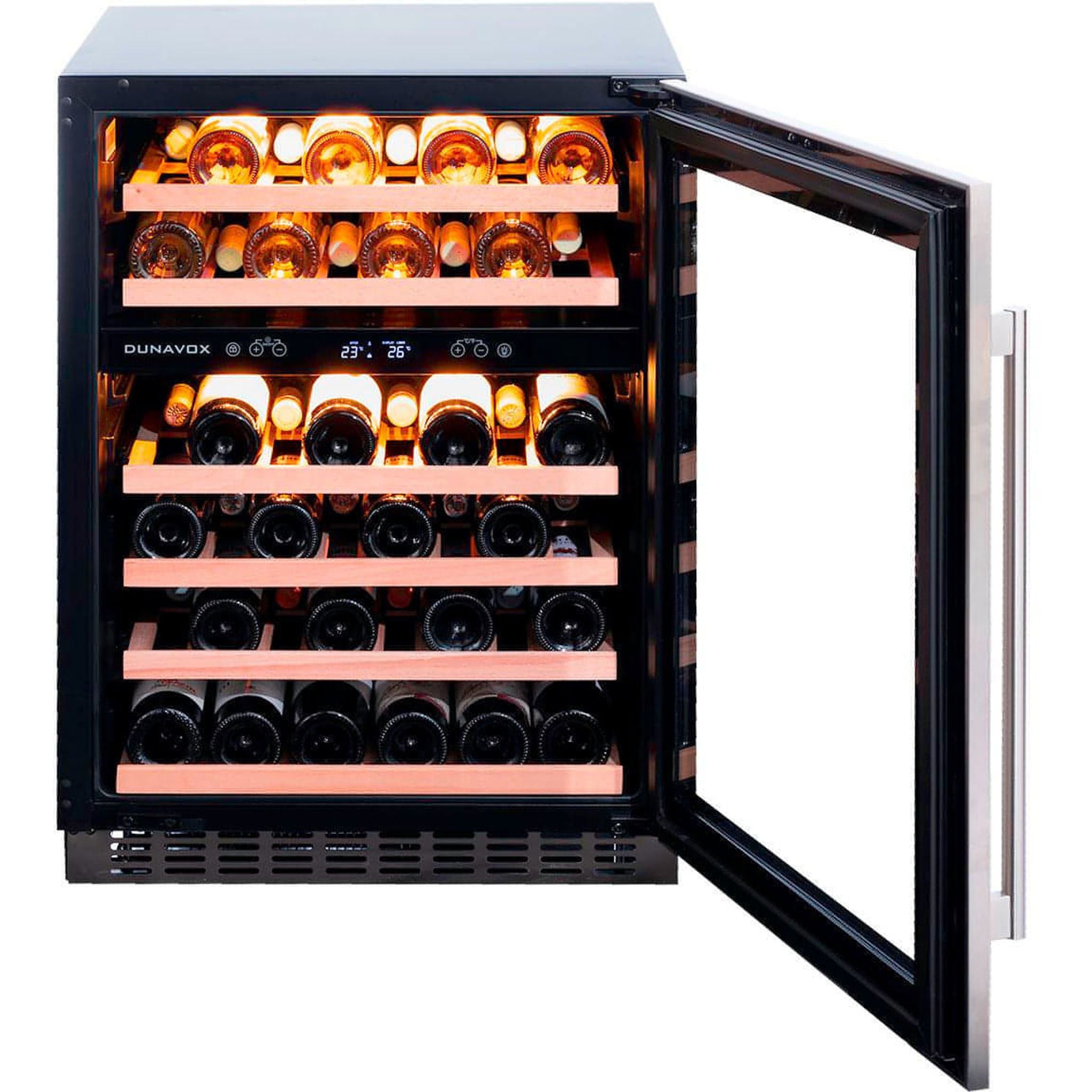 Dunavox FLOW-46D - 600mm Dual Zone - 46 Bottle - Built In Undercounter Wine Fridge - DAUF-46.145DSS