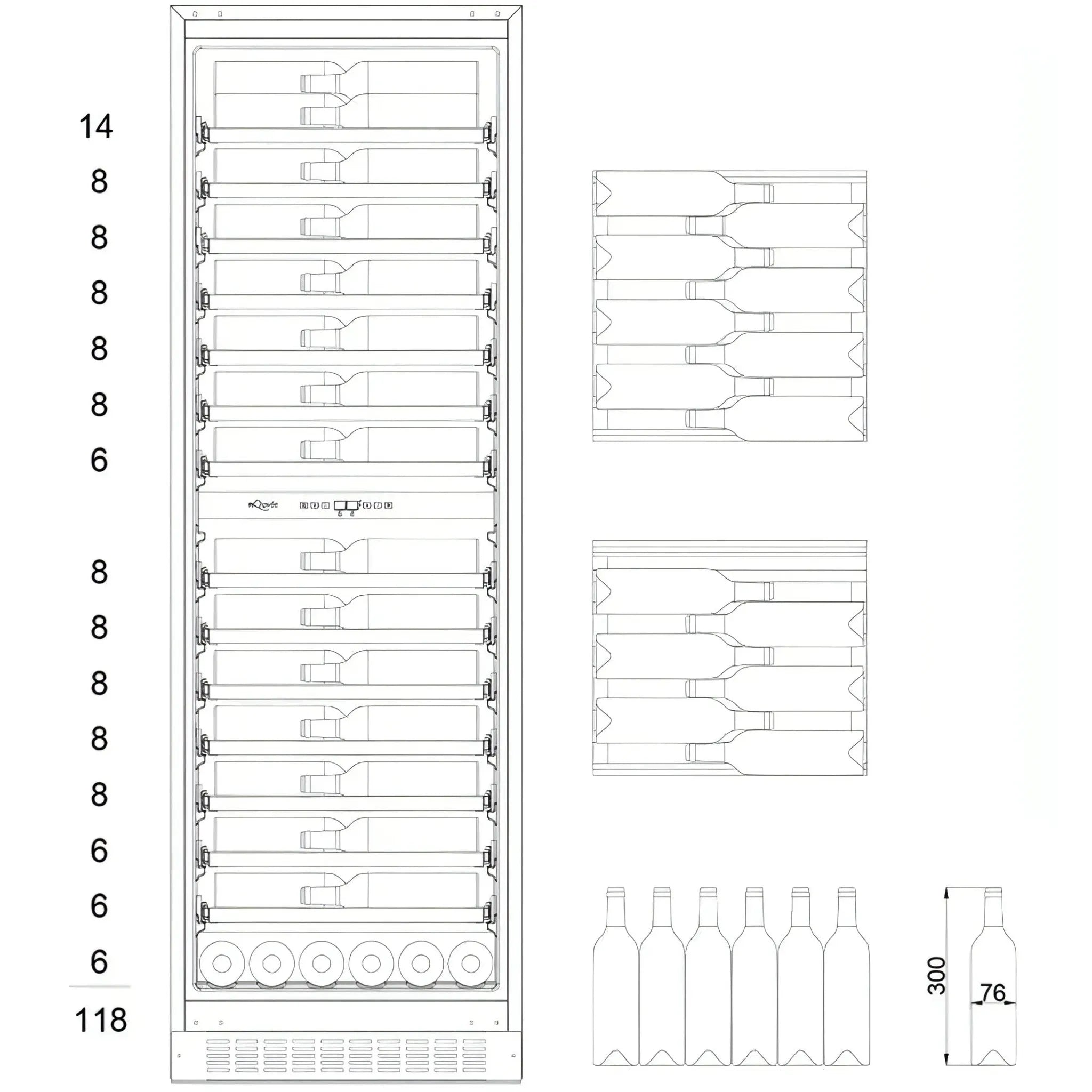 mQuvée - 600mm - Built in/Freestanding - WineCave 187 Anthracite Black Label-view