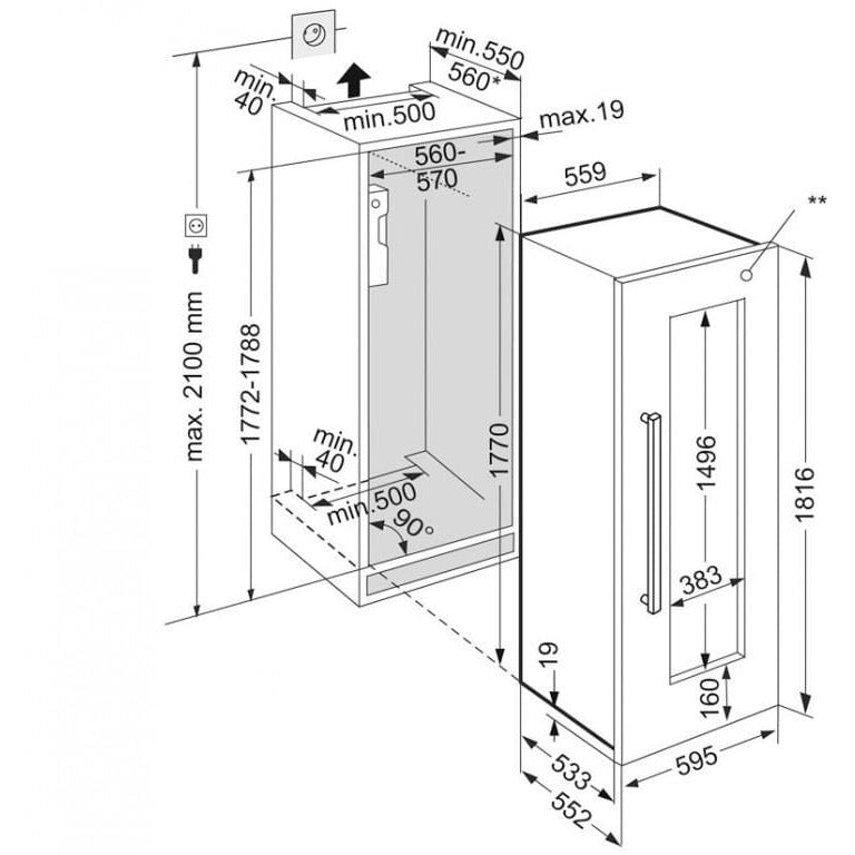 Liebherr - 80 bottle Fully Integrated Wine Cooler EWTDF 3553