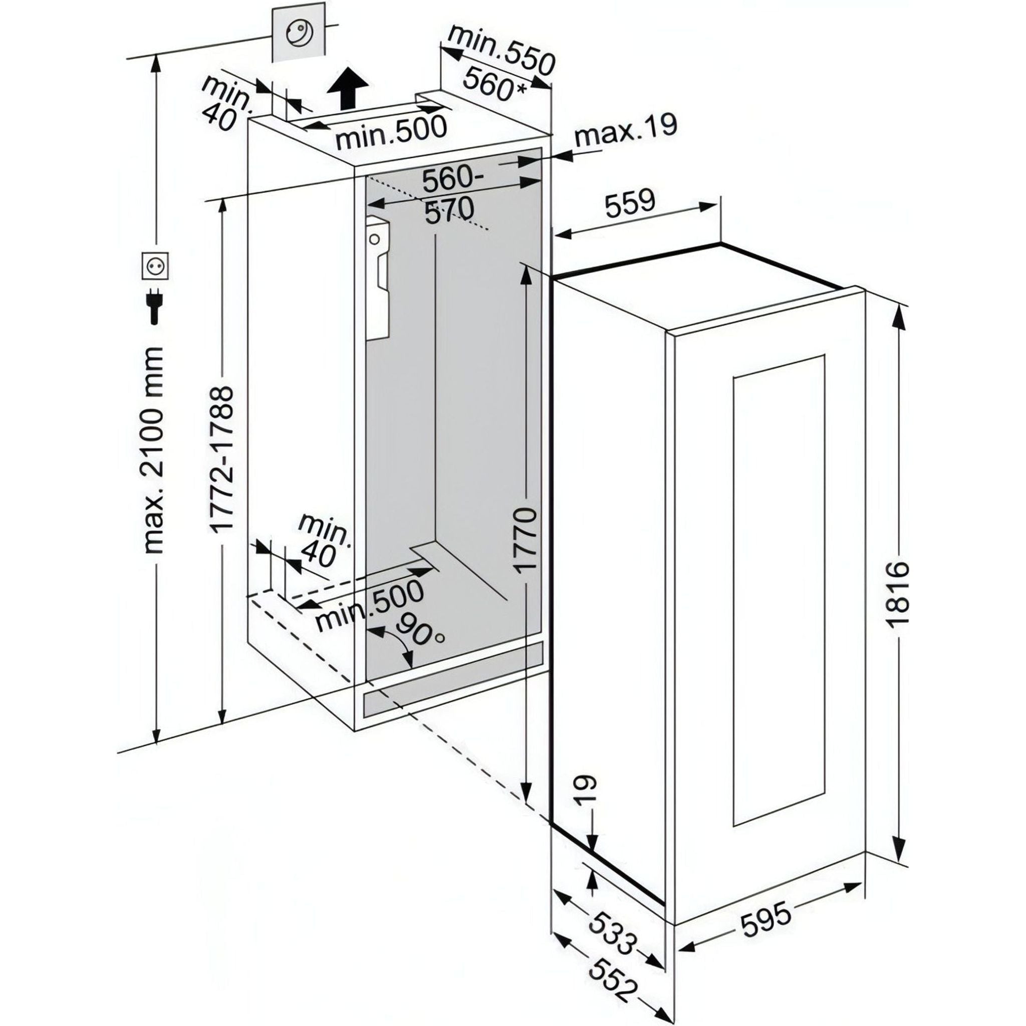 Liebherr - 83 bottle Integrated Handleless Wine Cooler EWTGW 3583