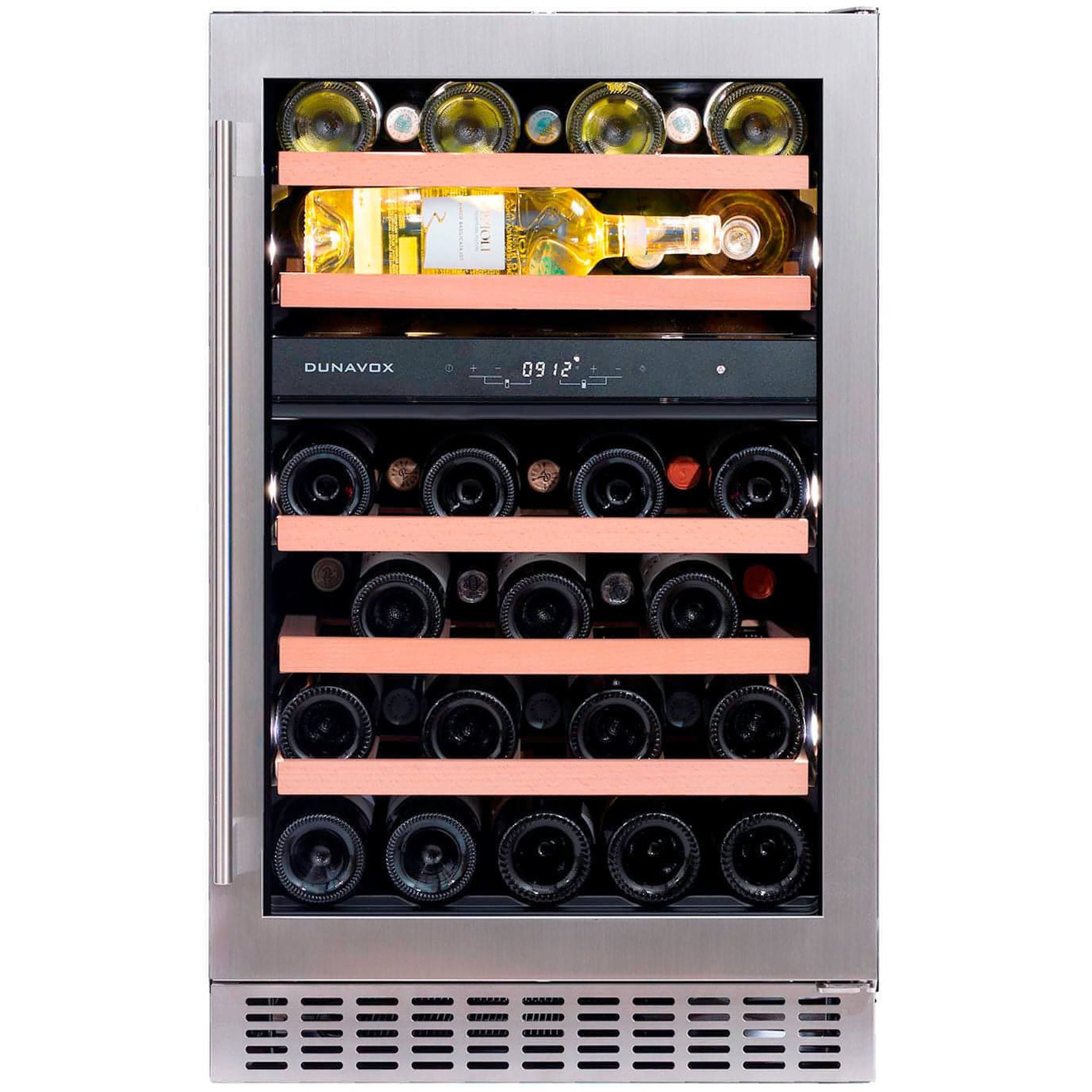 Dunavox FLOW-38 - 500mm Dual Zone - 38 Bottle - Built In Undercounter Wine Cooler - DAUF-38.100DSS