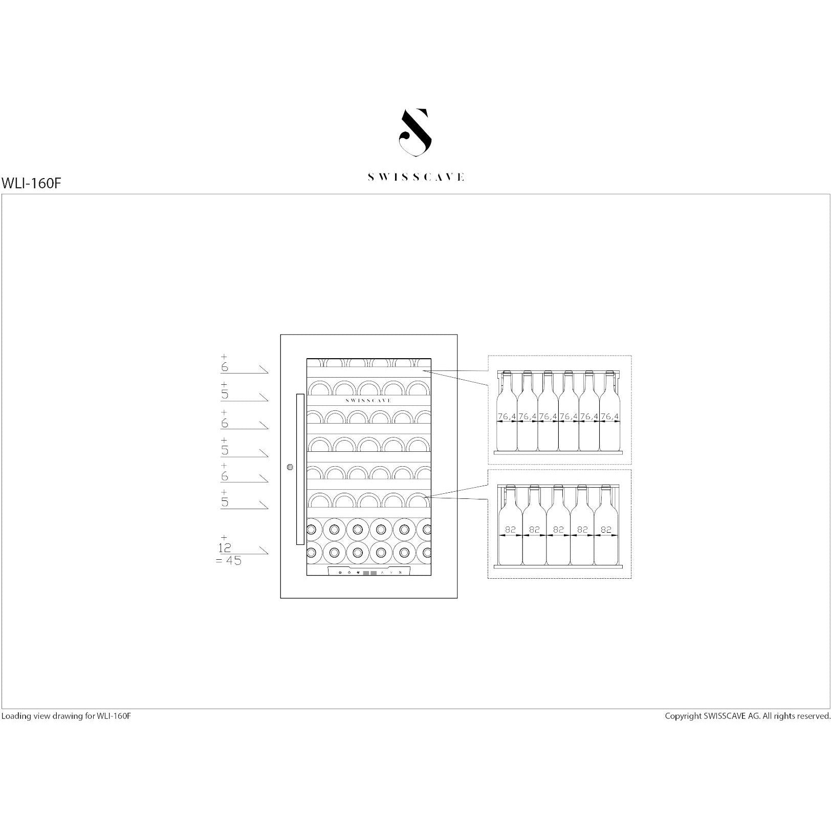 SWISSCAVE - Premium Edition Integrated Single Zone Wine Cooler WLI-160F