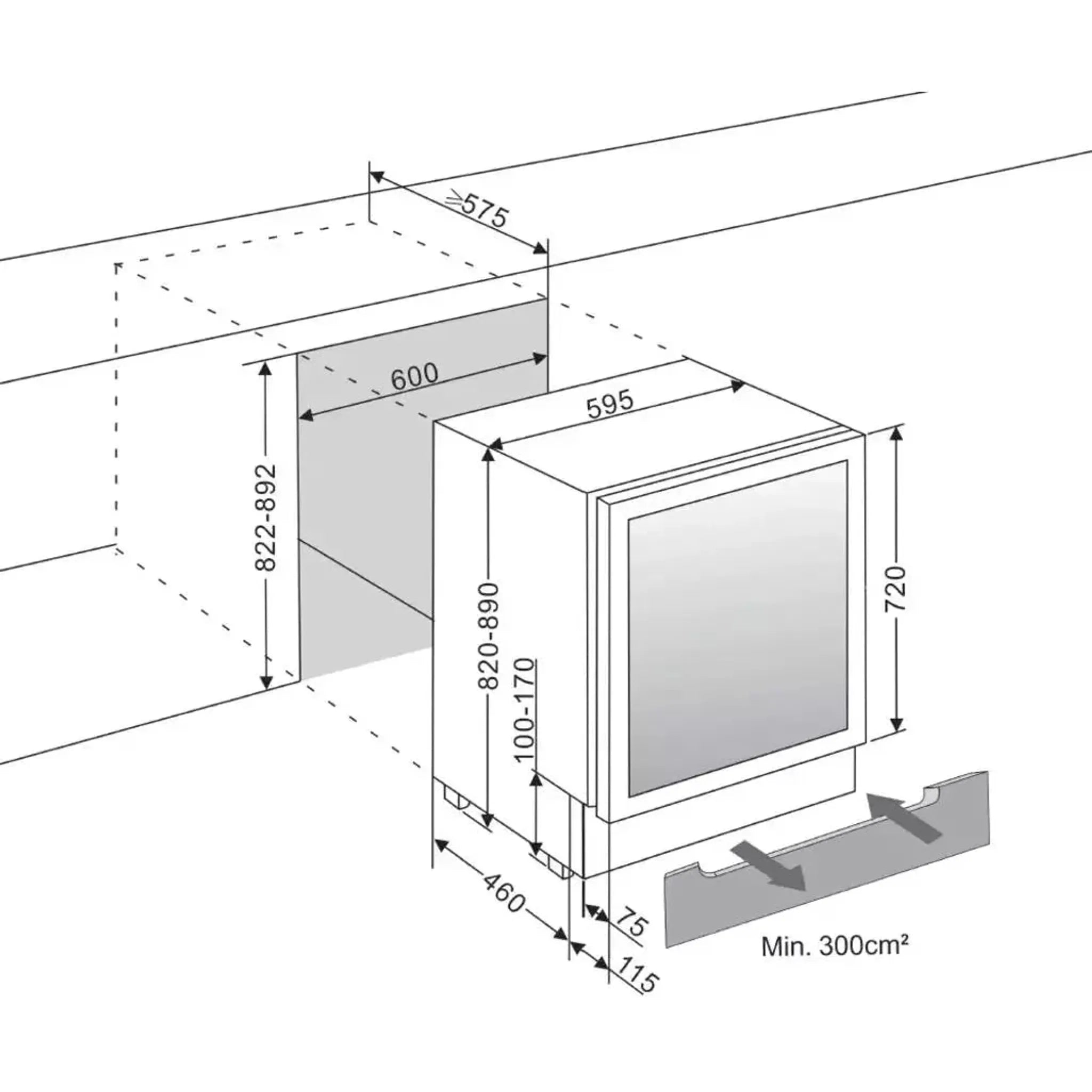 mQuvée - 600mm - Undercounter Wine Fridge - WineCave 720 60D Stainless