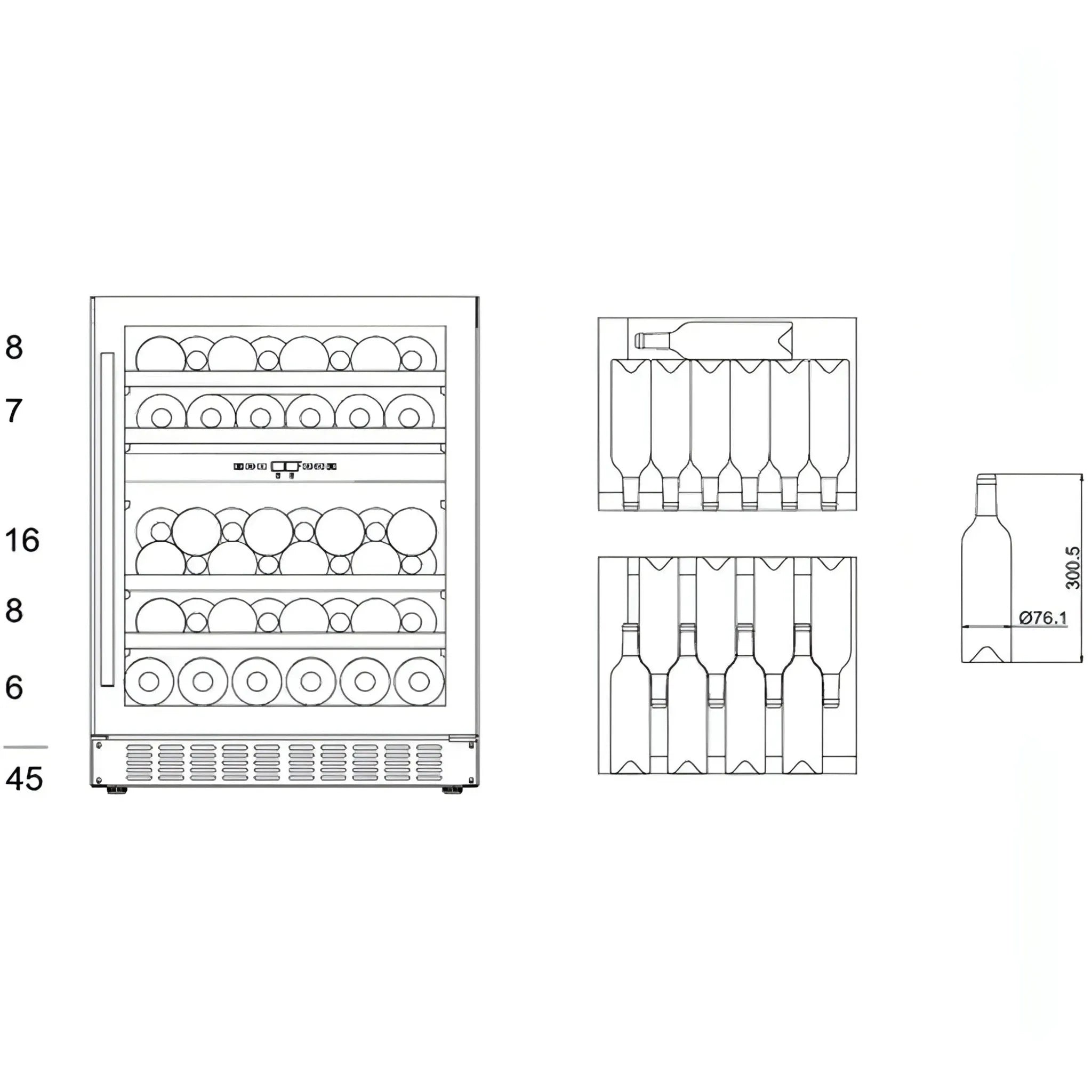 mQuvée - 600mm - Undercounter - WineCave 60D Fullglass Black - Push/Pull