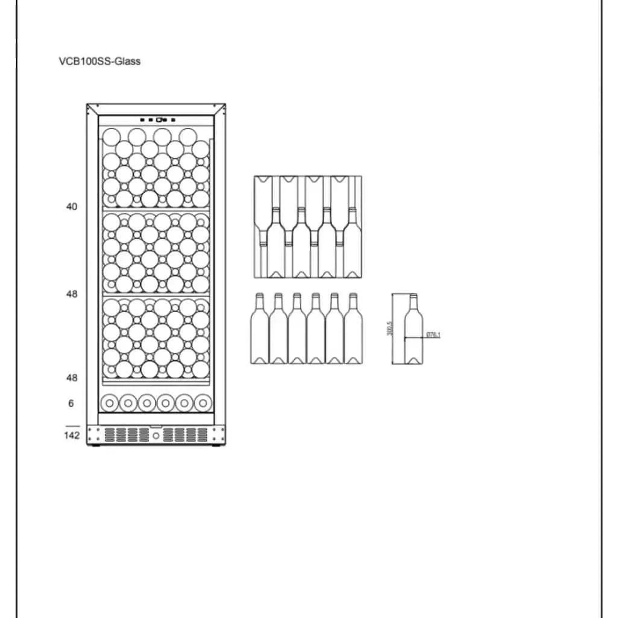 mQuvée - 600mm - Built in/Freestanding - Wine Cabinet - Velvet 100 Glass