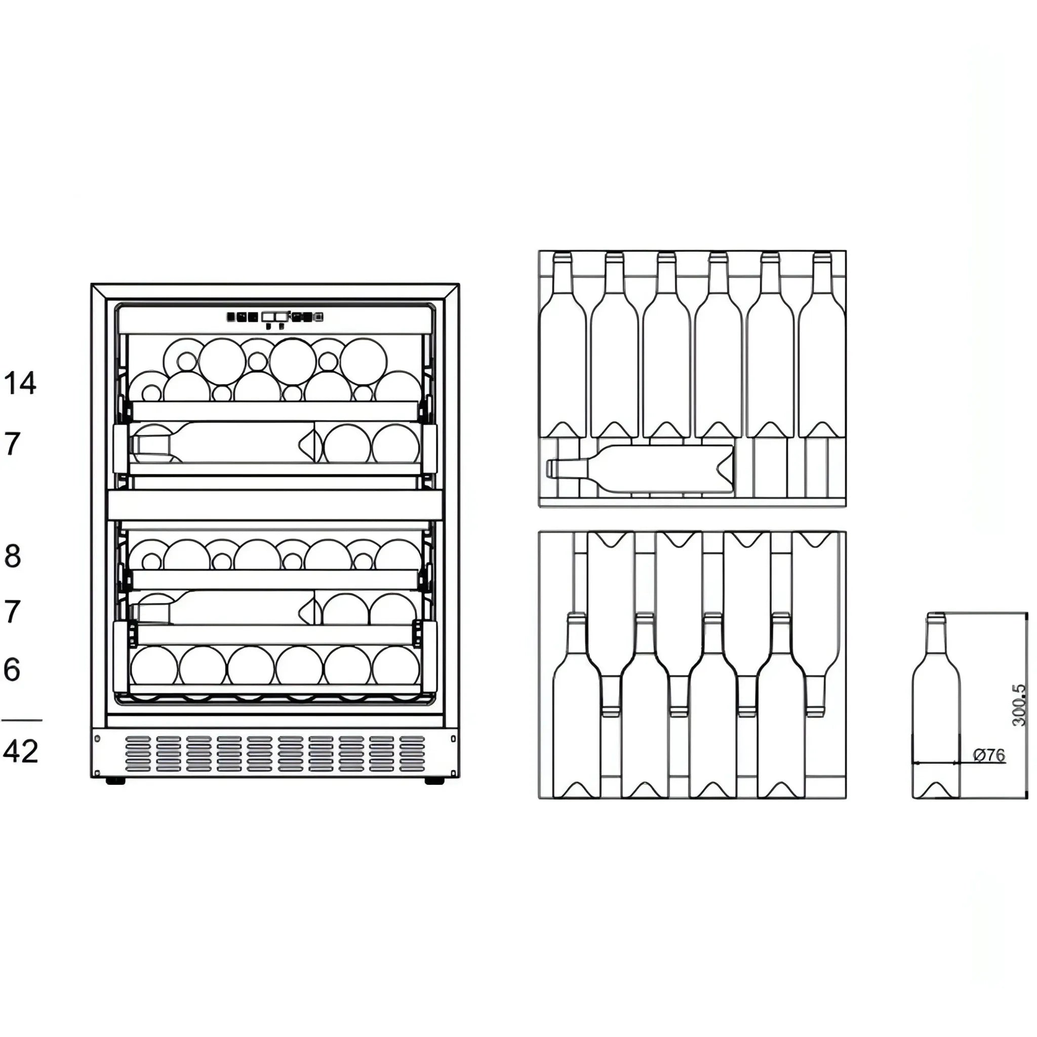 mQuvée - 600mm - Undercounter - WineCave 60DD Fullglass Black