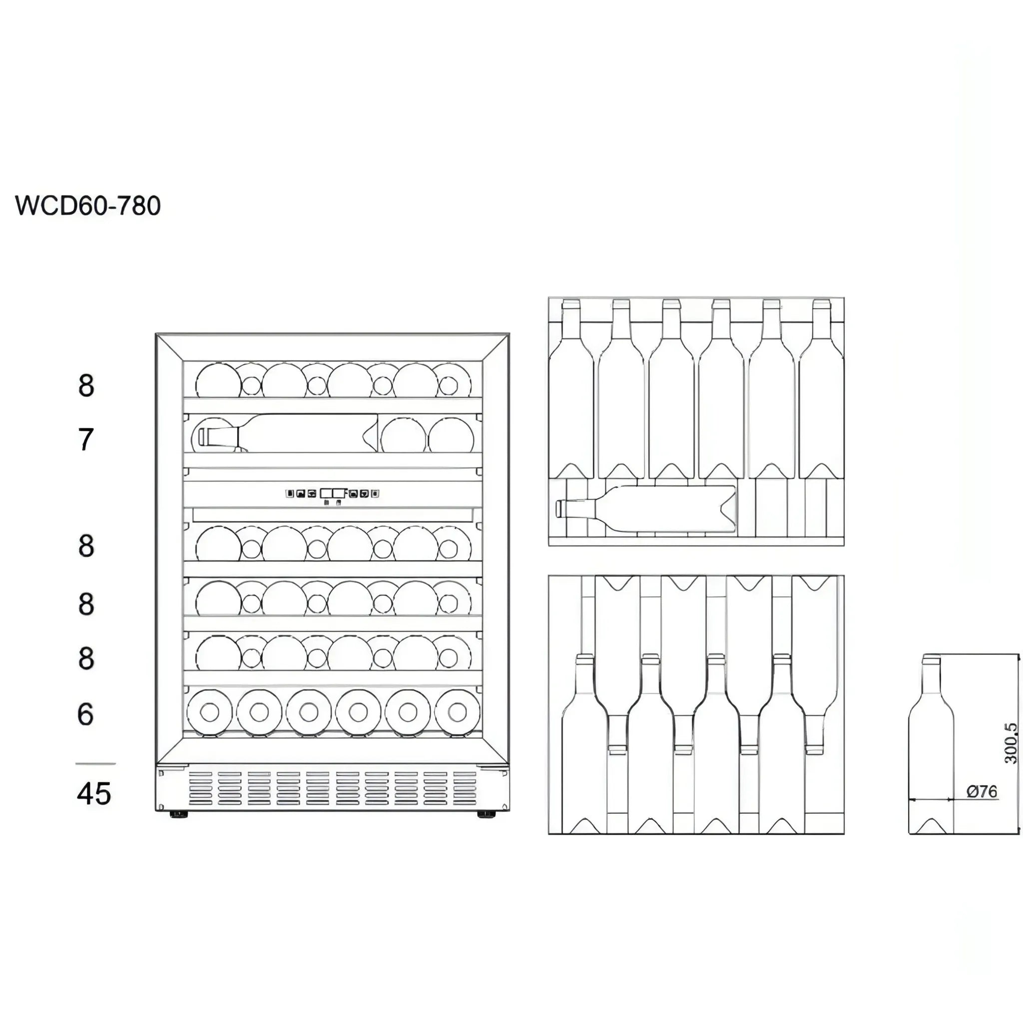 mQuvée - 600mm - Undercounter Wine Fridge - WineCave 780 60D Anthracite Black