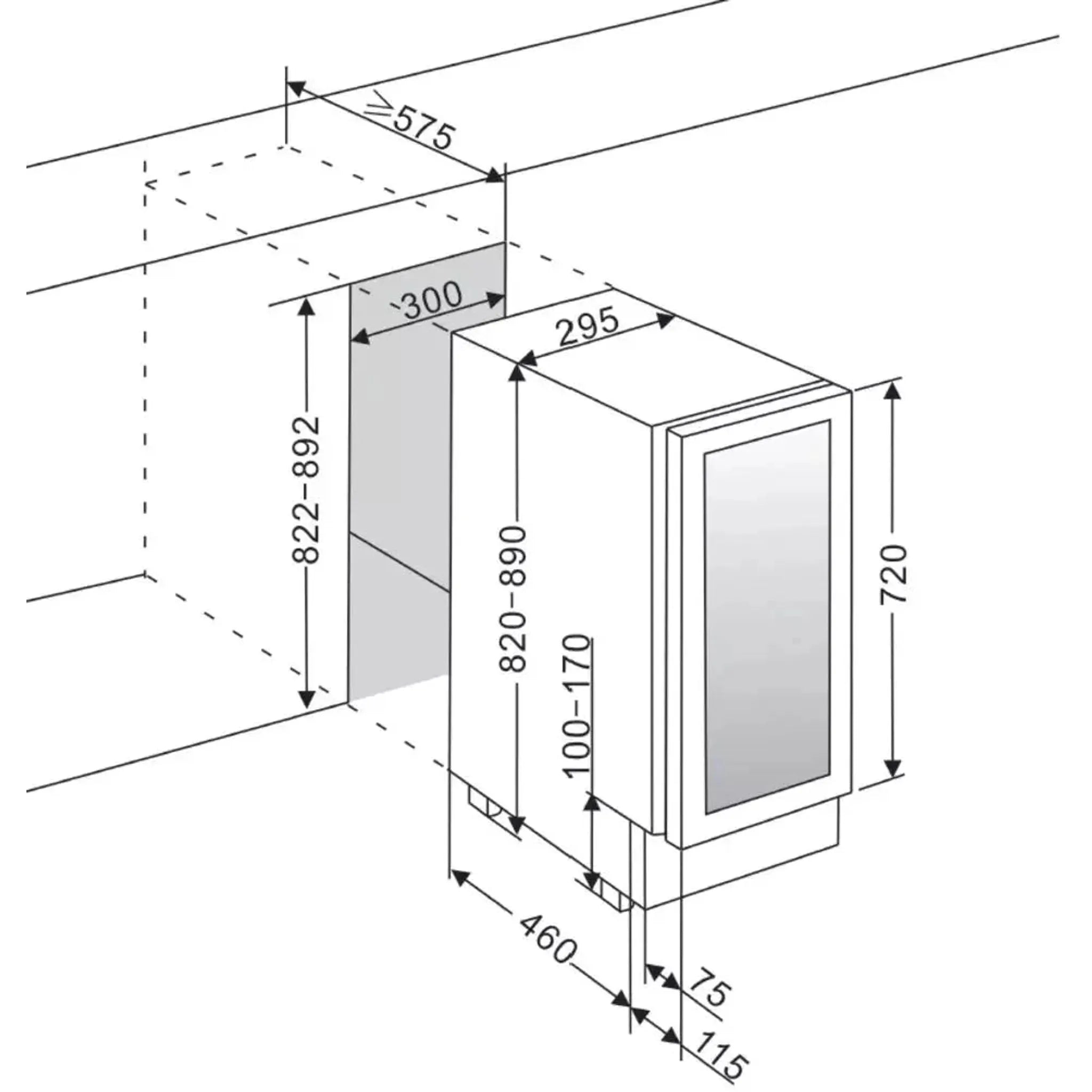 Wine fridge dimensions built in deals