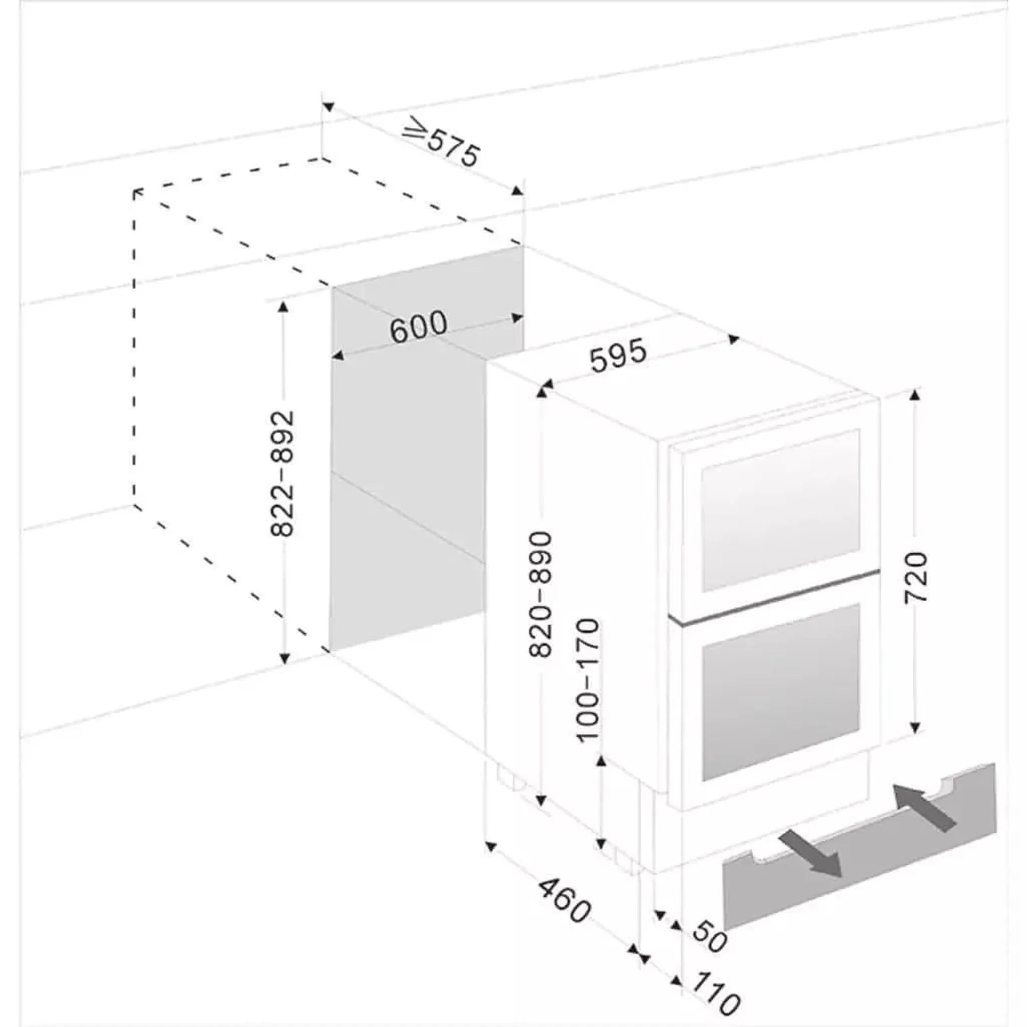 mQuvée - 600mm - Undercounter - WineCave 60DD Fullglass Black