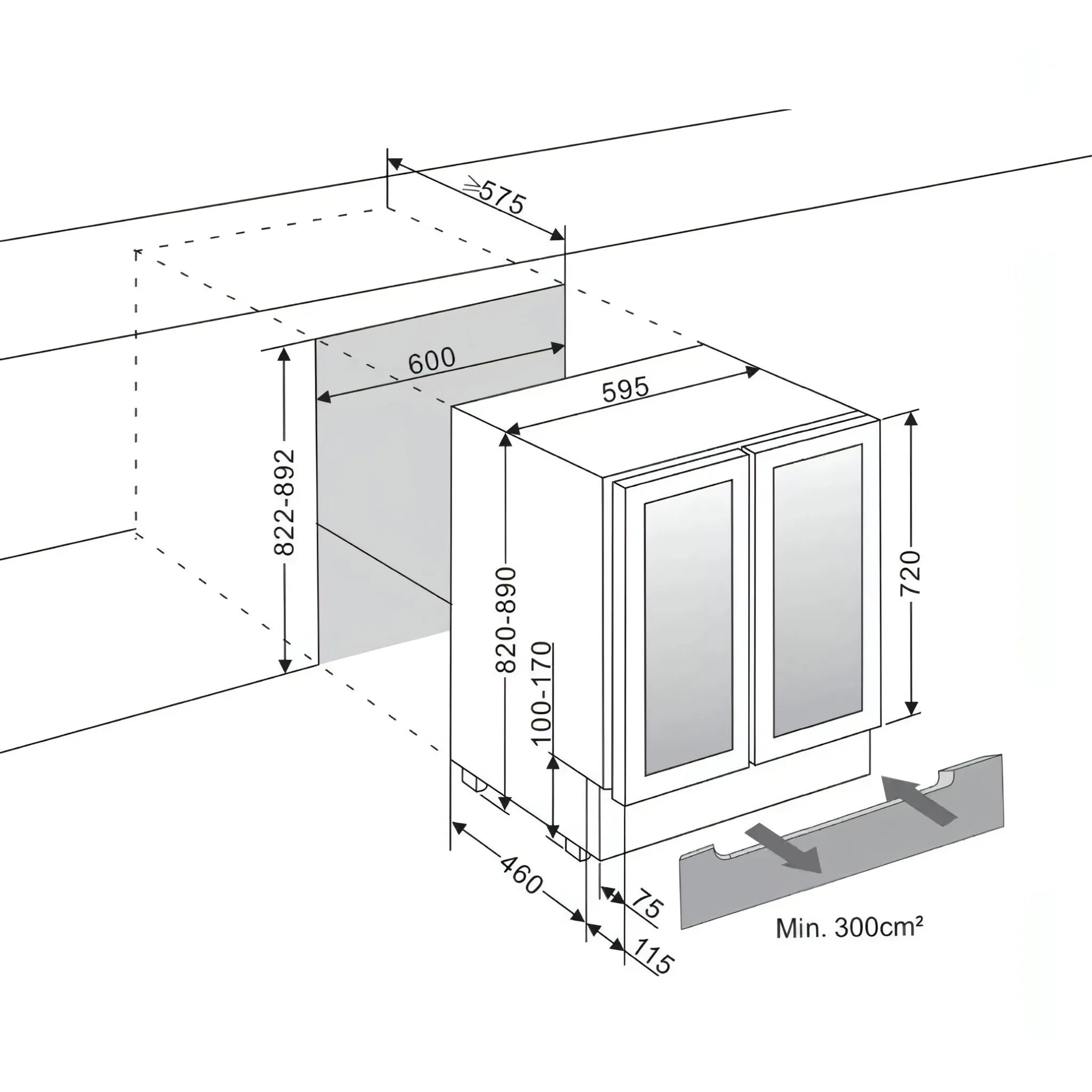 mQuvée - 600mm - Undercounter - WineCave 60D2 Stainless Steel