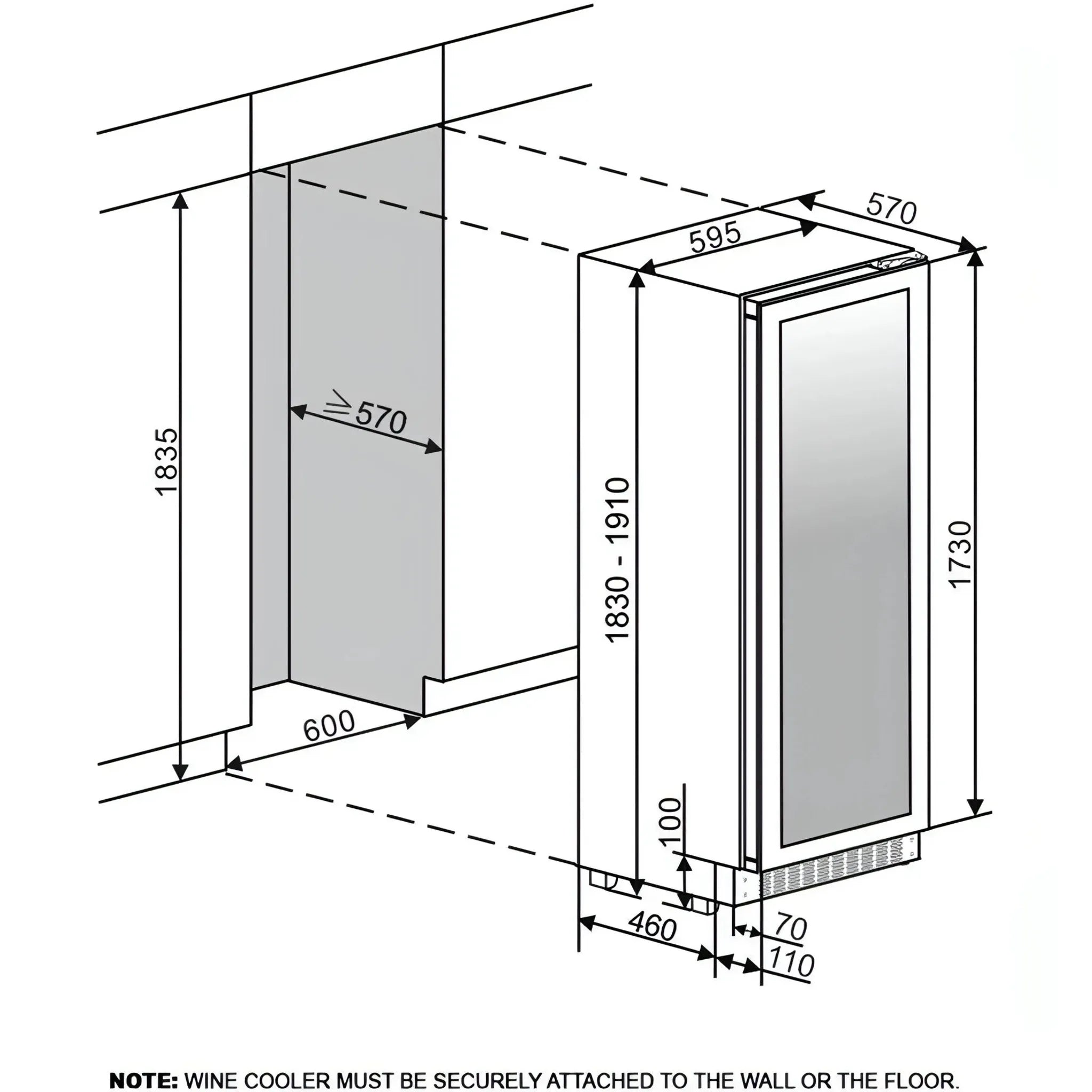 mQuvée - 600mm - Built in/Freestanding - WineCave Exclusive - 187 Anthracite Black