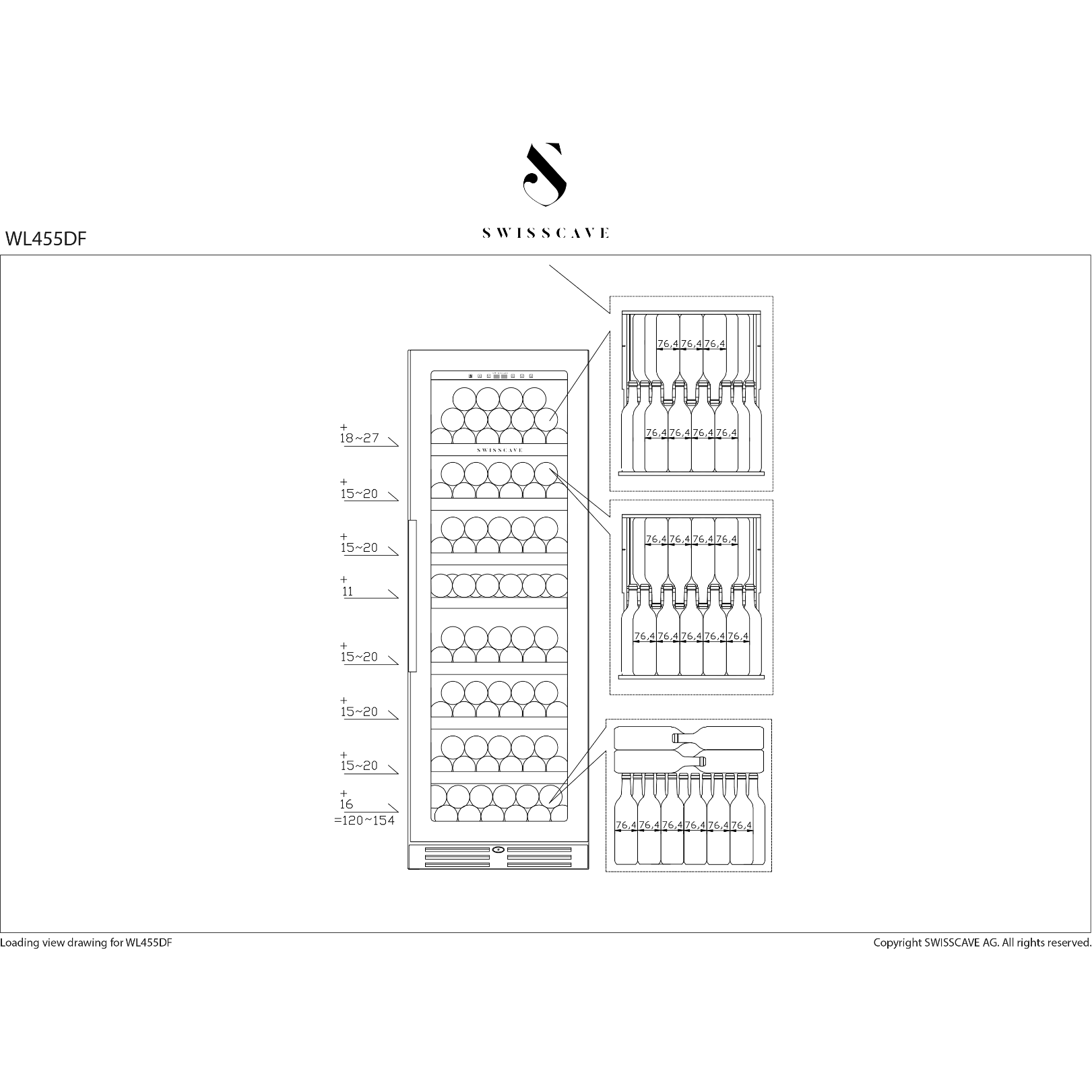 SWISSCAVE - Classic Edition 154 Bottles Dual Zone Wine Cooler WL455DF